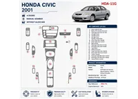 Honda Civic 2001-2001 boîte automatique, 2 portes, sans boîte à gants, 16 pièces kit décoration intérieure tableau de bord