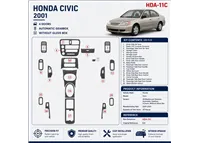 Honda Civic 2001-2001 boîte automatique, 4 portes, sans boîte à gants, 20 pièces kit décoration intérieure tableau de bord