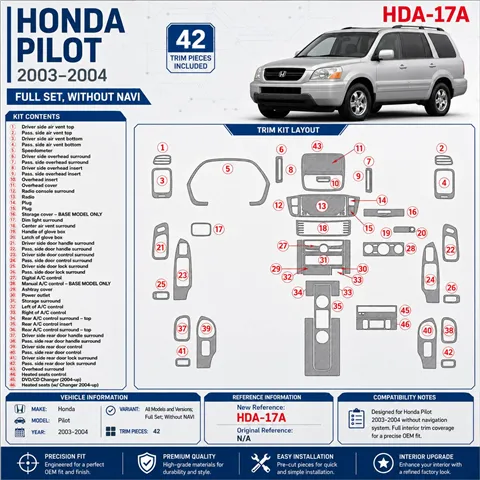 Honda Pilot 2003-2004 3D Cockpit Dekor Interieurleisten Set 42-teilig