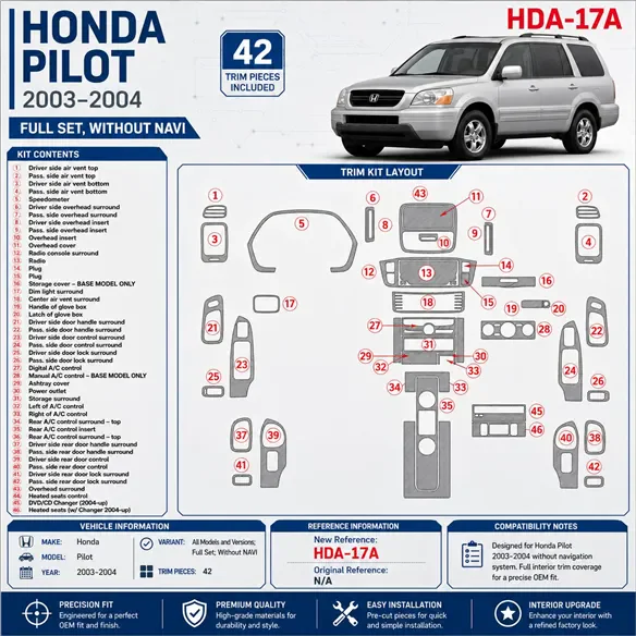 Honda Pilot 2003-2004 3D Cockpit Dekor Interieurleisten Set 42-teilig