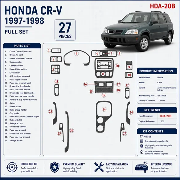 Honda CR-V 1997-1998 3D Cockpit Dekor Interieurleisten Set 27-teilig