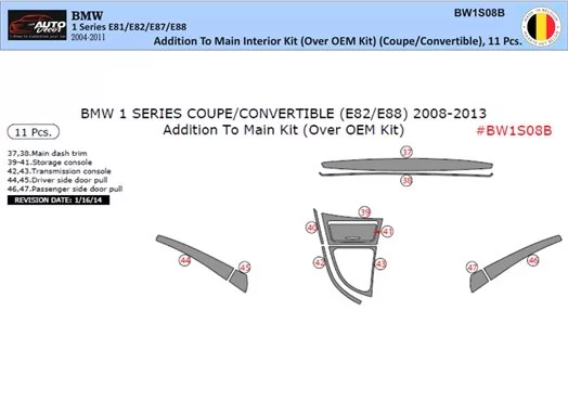 BMW Serie 1 E81 E88 2004-2011 3D Interior Salpicadero Kit Salpicadero Trim Dekor 11-Partes