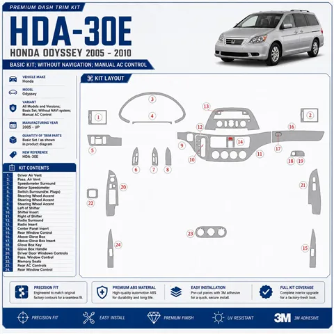 Honda Odyssey 2005-heute 3D Cockpit Dekor Interieurleisten Set Basic Set / as shown in product diagram-teilig