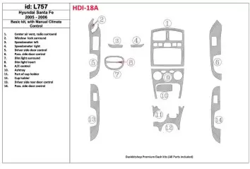 Hyundai Santa Fe 2005-2006 Basic Set, With Manual Gearbox Climate Control BD Interieur Dashboard Bekleding Volhouder