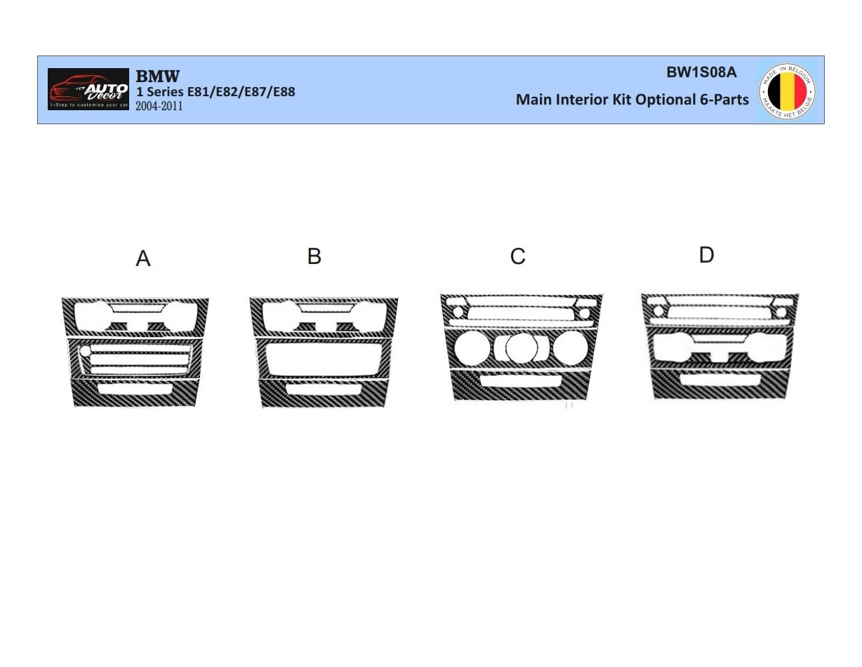 BMW 1 Series E81 E88 2004-2011 3D Decor de carlinga su interior del coche 6-Partes