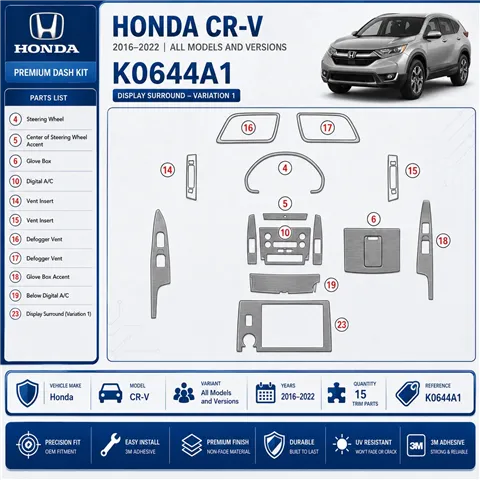 Honda CR-V 2016-2022 kit décoration intérieure tableau de bord 15 pièces