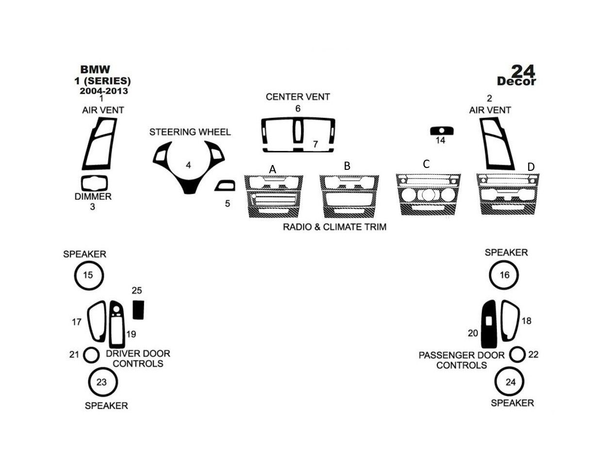 BMW 1 Series E81 E88 2004-2011 Interior Dashboard Trim Kit