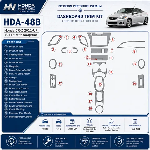 Honda CR-Z 2011-UP Full Set With NAVI Interior Dashboard Trim Kit Dash Trim Dekor