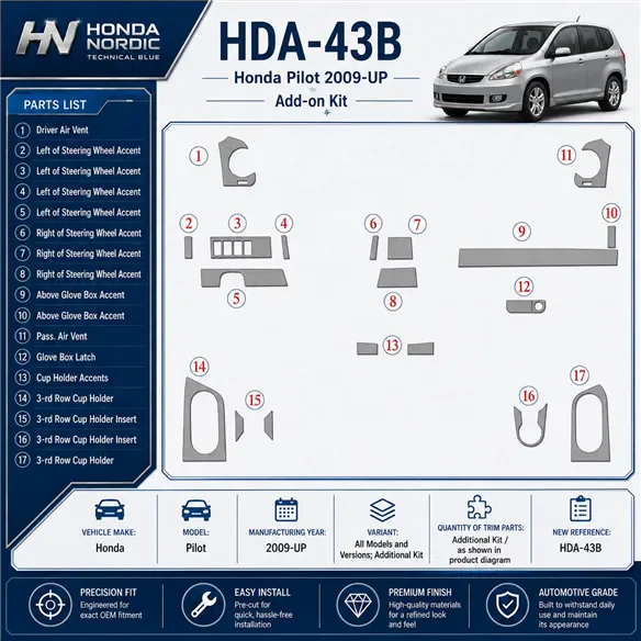 Honda Pilot 2009-heute 3D Cockpit Dekor Interieurleisten Set Additional Kit / as shown in product diagram-teilig