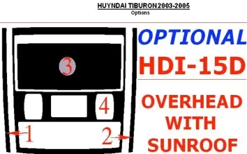 Hyundai Tiburon 2003-2005 Overhead With sunroof, 4 Parts set BD Interieur Dashboard Bekleding Volhouder