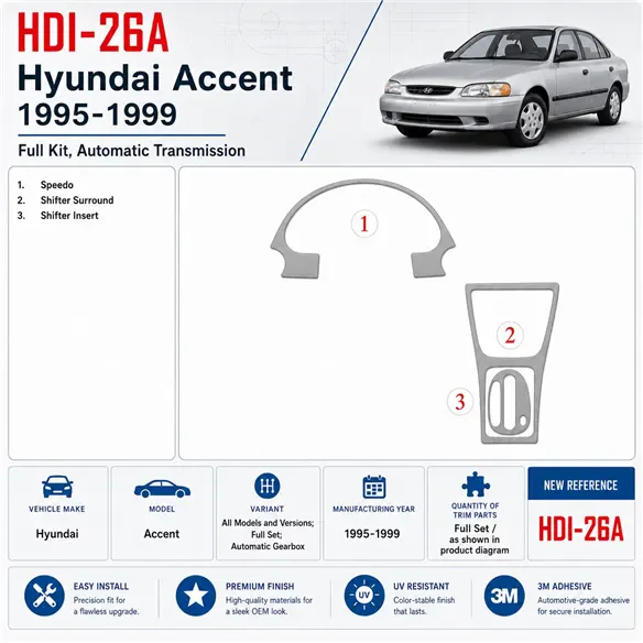 Hyundai Accent 1995-1999 kit complet, boîte automatique kit décoration intérieure tableau de bord