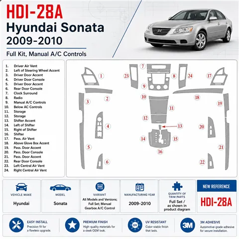Hyundai Sonata 2009-2010 3D Cockpit Dekor Interieurleisten Set Full Set / as shown in product diagram-teilig