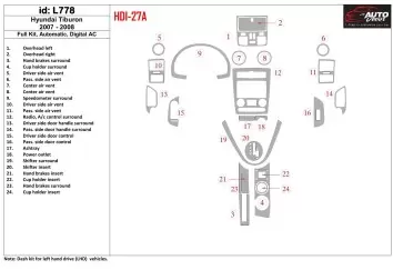 HYUNDAI Hyundai Tiburon 2007-2008 Full Set, Automatic Gear, Automatic AC Interior BD Dash Trim Kit €64.99