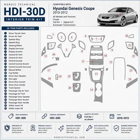 Hyundai Genesis Coupe 2010-2012 juego completo, caja automática, caja manual AC kit de molduras interiores para salpicadero