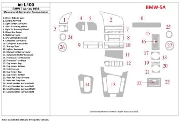 BMW BMW 3 1998-1998 Manual Gearbox & Automatic Gear, 27 Parts set Interior BD Dash Trim Kit €59.99