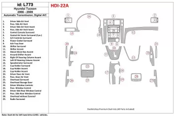 Hyundai Tucson 2006-2009 Automatic Gear BD Interieur Dashboard Bekleding Volhouder