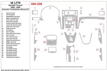 Hyundai Tucson 2006-2009 Automatic Gear, Manual Gearbox AC Control Decor de carlinga su interior