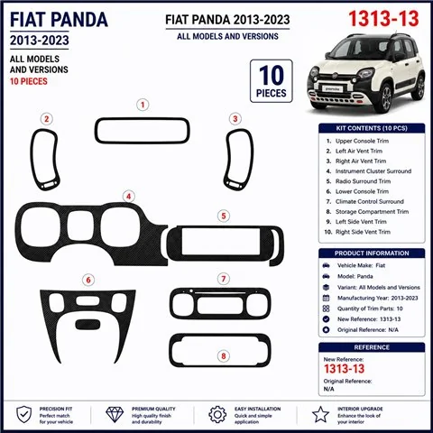 Fiat Panda 2013-2023 kit salpicadero 3D, 10 piezas 2