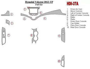 Hyundai Veloster 2012-UP Full Set Decor de carlinga su interior