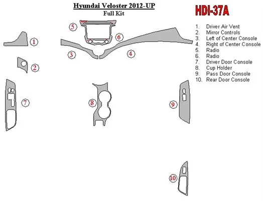 Hyundai Veloster 2012-UP Full Set Decor de carlinga su interior