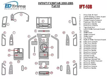 Infiniti FX 2003-2005 Ensemble Complet BD Kit la décoration du tableau de bord - 1 - habillage decor de tableau de bord
