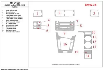 BMW 3 1999-2002 Full Set BD Interieur Dashboard Bekleding Volhouder