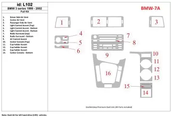 BMW 3 1999-2002 Full Set Interior BD Dash Trim Kit