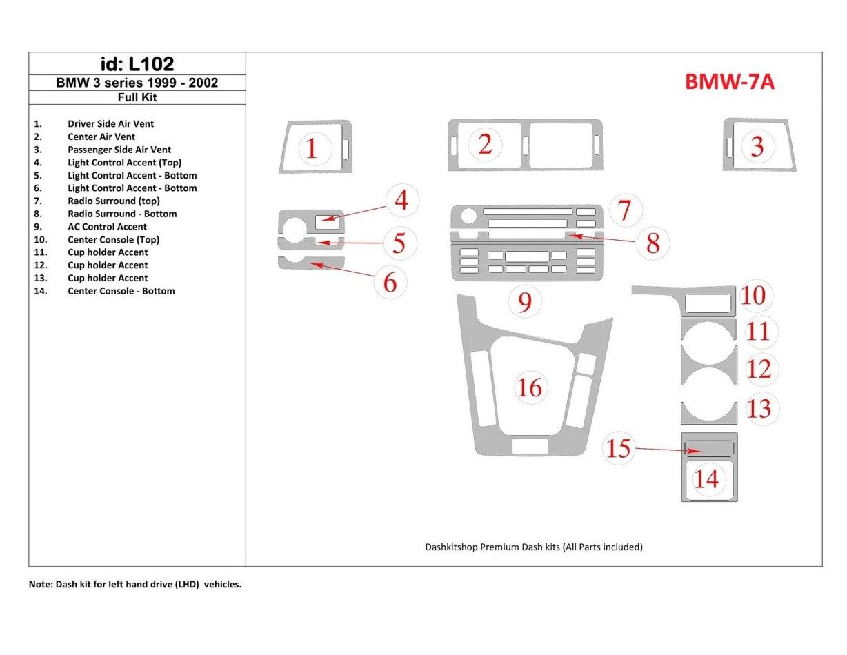 BMW 3 1999-2002 Full Set Decor de carlinga su interior