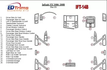 Infiniti FX 2006-2008 Paquet de base BD Kit la décoration du tableau de bord - 1 - habillage decor de tableau de bord