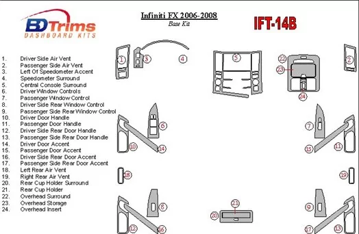 Infiniti FX 2006-2008 Basic Set Decor de carlinga su interior