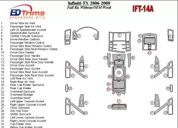 Infiniti FX 2006-2008 Without Fabric Wood Kit BD Interieur Dashboard Bekleding Volhouder