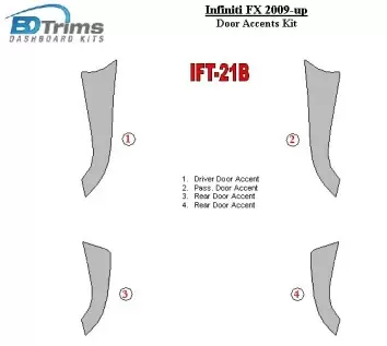 Infiniti FX 2009-UP Doors Accent Interior BD Dash Trim Kit