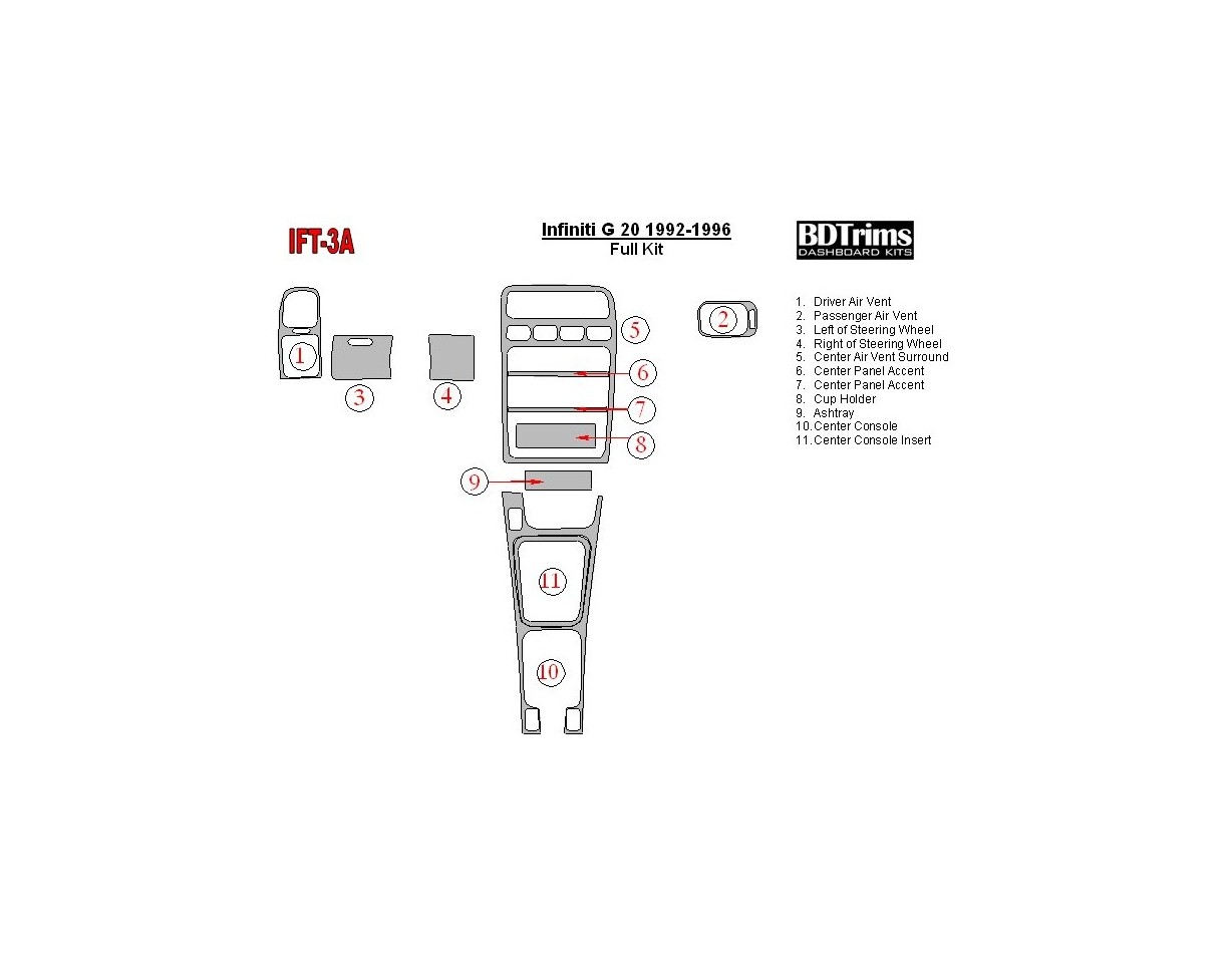 Infiniti G 1992-1996 Full Set Interior BD Dash Trim Kit
