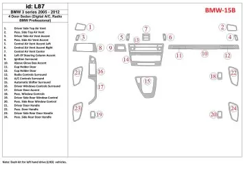 BMW BMW 3 2005-UP 4 Doors Sedan, Without NAVI system Interior BD Dash Trim Kit €51.99