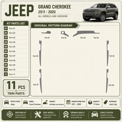 Jeep Grand Cherokee 2011-2020 3D Cockpit Dekor Interieurleisten Set 11-teilig