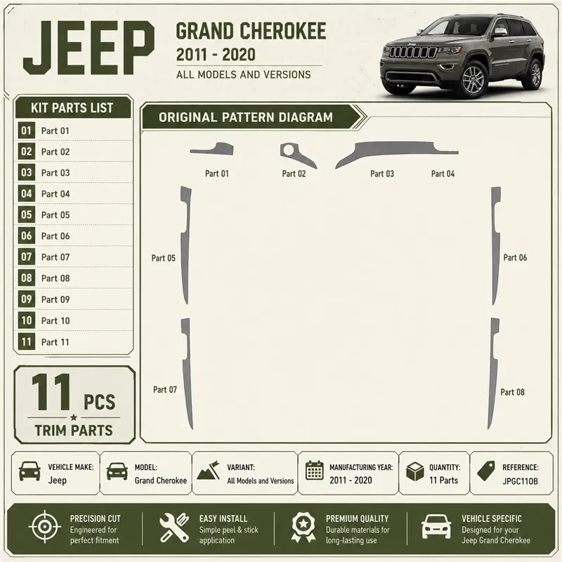 Jeep Grand Cherokee 2011-2020 3D Cockpit Dekor Interieurleisten Set 11-teilig
