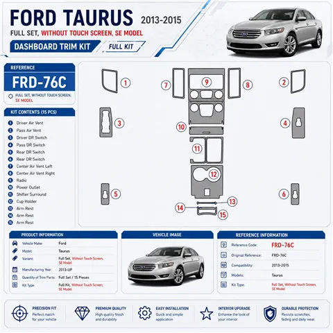 Ford Taurus 2013-UP Full Set, Without Touch screen, SE Model Interior Dashboard Trim Kit Dash Trim Dekor