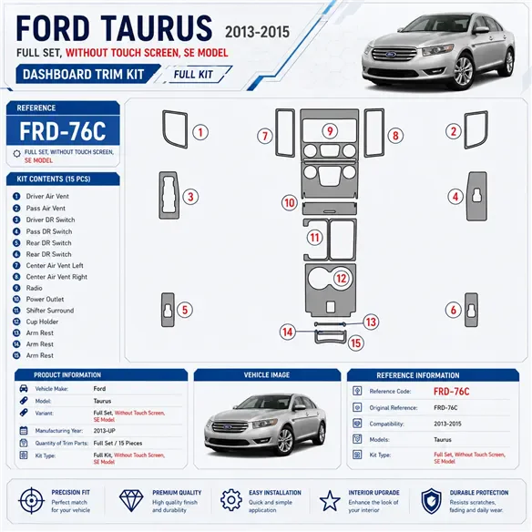 Ford Taurus 2013-Actualidad juego completo, Without Touch screen, SE Model kit de molduras interiores para salpicadero