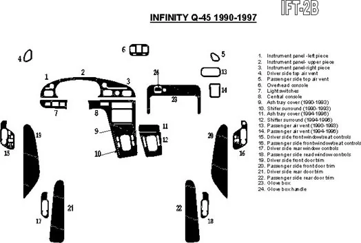 Infiniti Q45 1994-1997 Voll Satz BD innenausstattung armaturendekor cockpit dekor - 1- Cockpit Dekor Innenraum