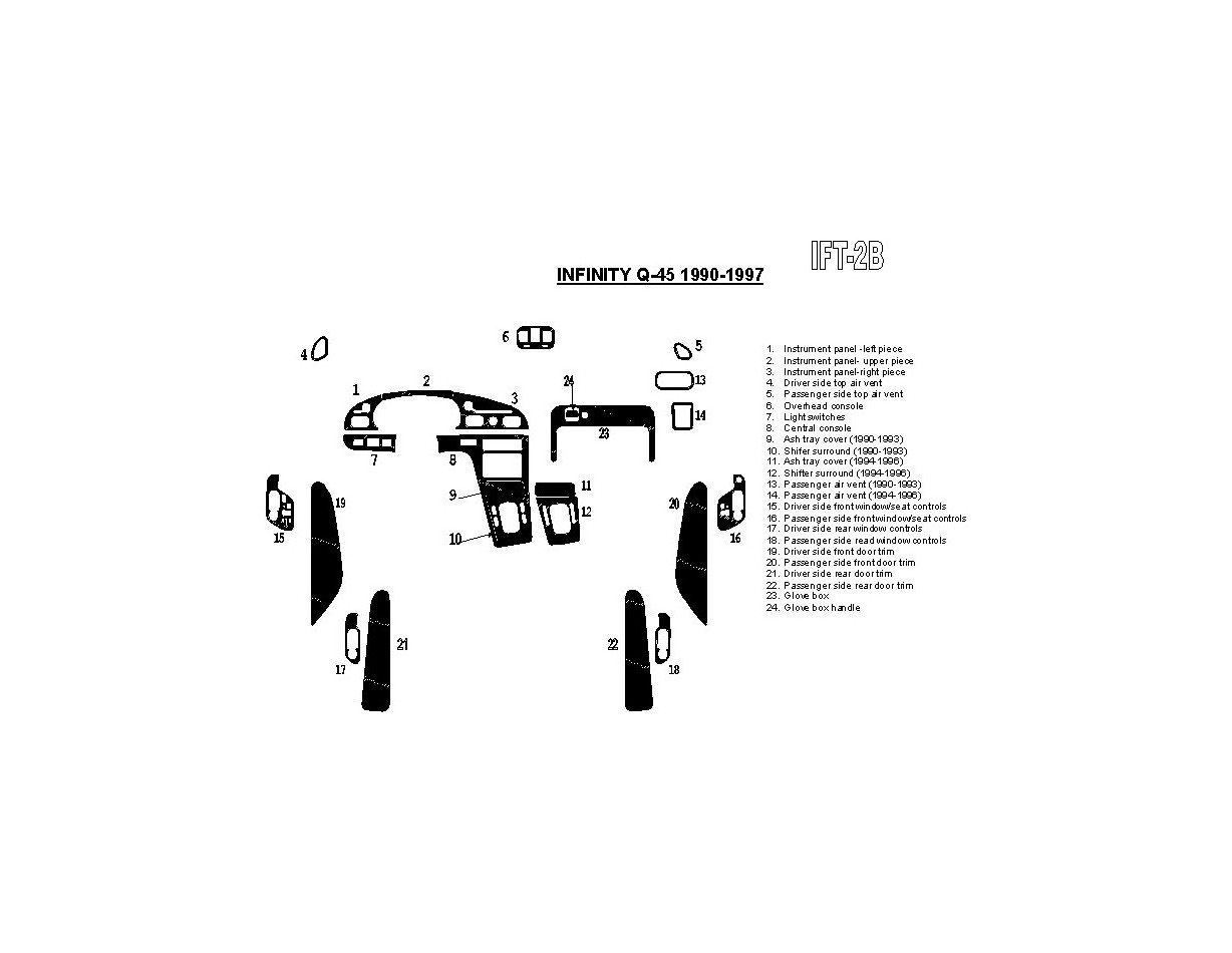 Infiniti Q45 1994-1997 Full Set Interior BD Dash Trim Kit
