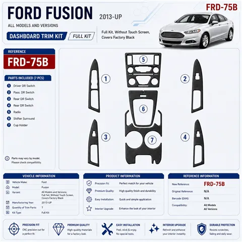 Ford Fusion 2013-in poi set completo; senza touch screen; sopra interni principali OEM kit rivestimento cruscotto e interni 3D