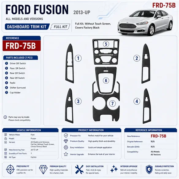 Ford Fusion 2013 - à aujourd’hui kit complet, sans Touch screen, Over OEM Main intérieur Kit décoration intérieure tableau de bo