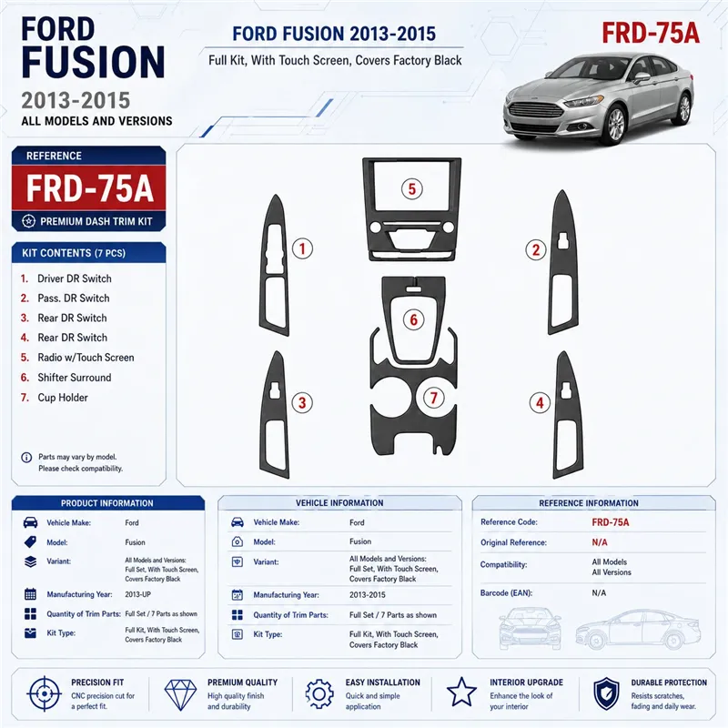 Ford Fusion 2013 - à aujourd’hui kit complet, avec Touch screen, Over OEM Main intérieur Kit décoration intérieure tableau de bo