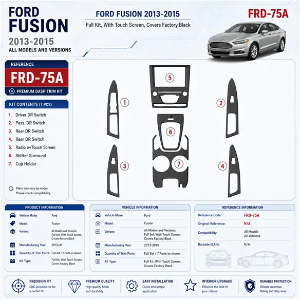 Ford Fusion 2013-in poi set completo; con touch screen; sopra interni principali OEM kit rivestimento cruscotto e interni 3D