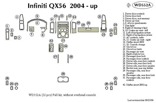 Infiniti QX56 2004-2007 Full Set Decor de carlinga su interior