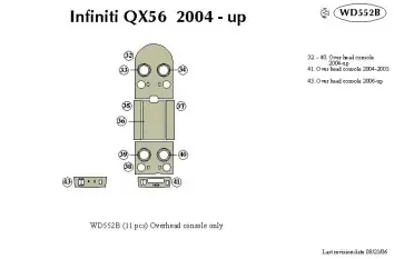 Infiniti QX56 2004-2007 Overhead Console Decor de carlinga su interior