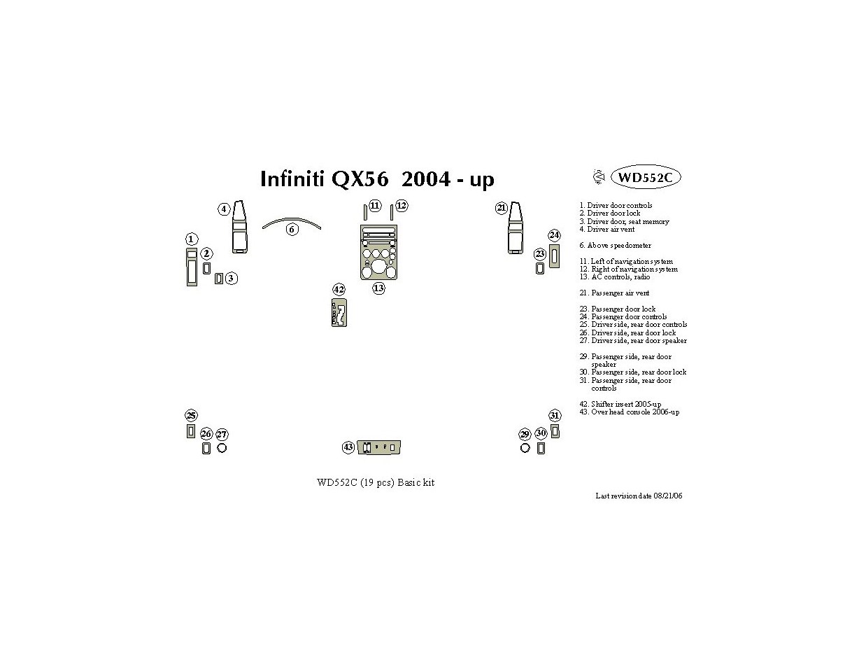 Infiniti QX56 2004-2007 Basic Set Interior BD Dash Trim Kit