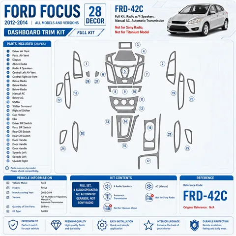 Ford Focus 2012-heute 3D Cockpit Dekor Interieurleisten Set Full Set / as shown in product diagram-teilig