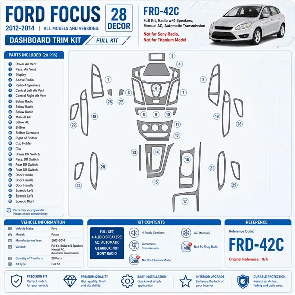 Ford Focus 2012-heute 3D Cockpit Dekor Interieurleisten Set Full Set / as shown in product diagram-teilig