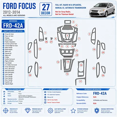 Ford Focus 2012-heute 3D Cockpit Dekor Interieurleisten Set Full Set / as shown in product diagram-teilig
